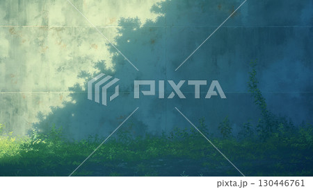 夏のコンクリートの壁、アニメ風 130446761