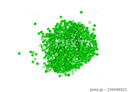 Set of green diamonds for diamond embroidery isolated on white background Set of green diamonds for diamond embroidery isolated on white background 130446923