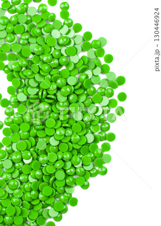 Set of green diamonds for diamond embroidery isolated on white background Set of green diamonds for diamond embroidery isolated on white background 130446924