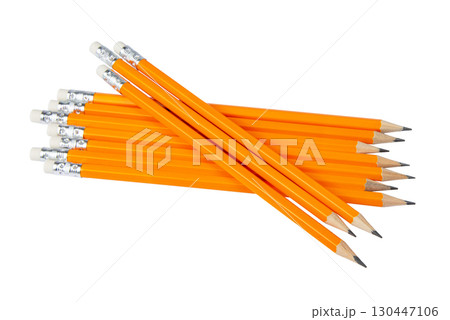 Yellow pencils on a white background Yellow pencils on a white background 130447106