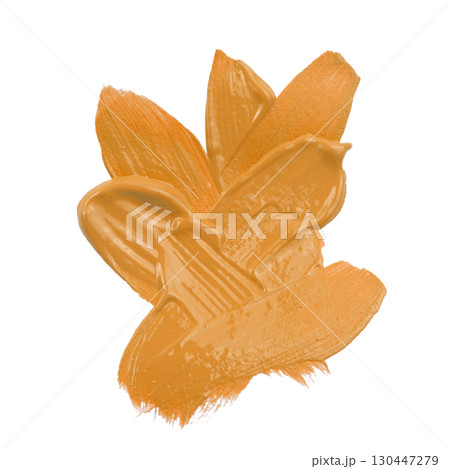 Beige smear paint or cream isolated on white background 130447279
