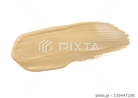 Beige smear paint or cream isolated on white background Beige smear paint or cream isolated on white background 130447280