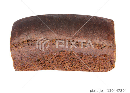 Slices of rye fresh bread on a white background close-up. 130447294