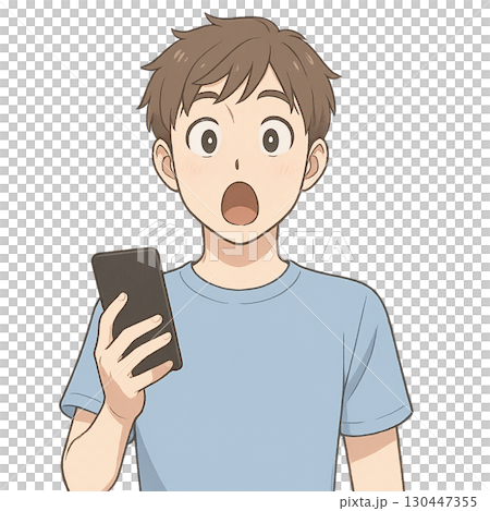 一個男人看著智能手機 一個男人看著智能手機 130447355