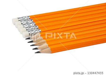 Sharpened graphite pencils isolated on white background Sharpened graphite pencils isolated on white background 130447435