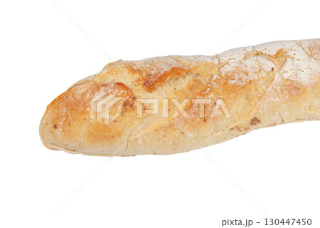 Loaf of Fresh French Baguette isolated on a White Background 130447450