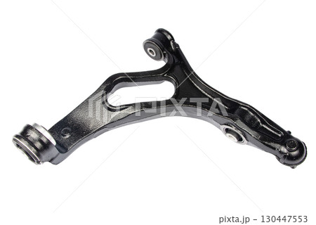 new suspension arm of a vehicle on a white background. New suspension lower control arm of a vehicle, isolated on white background 130447553