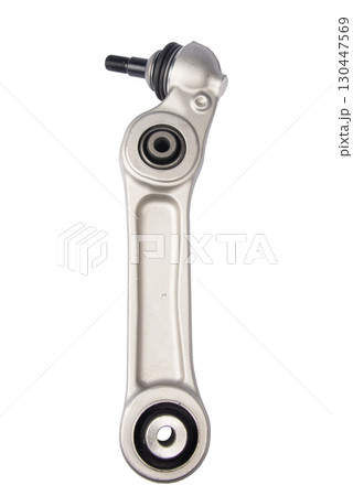 new suspension arm of a vehicle on a white background. New suspension lower control arm of a vehicle, isolated on white background 130447569