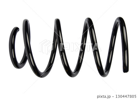 Black Coil Spring Isolated On White Background 130447805