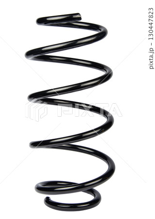 Black Coil Spring Isolated On White Background 130447823