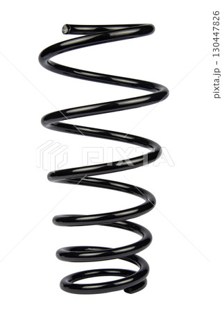 Black Coil Spring Isolated On White Background 130447826