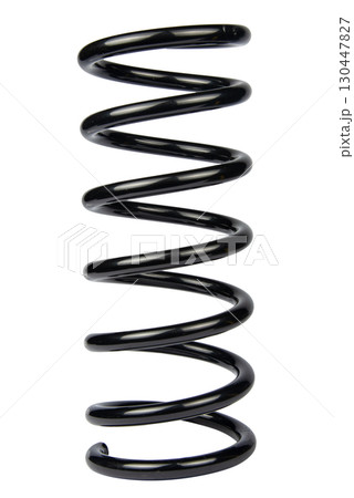 Black Coil Spring Isolated On White Background Black Coil Spring Isolated On White Background 130447827