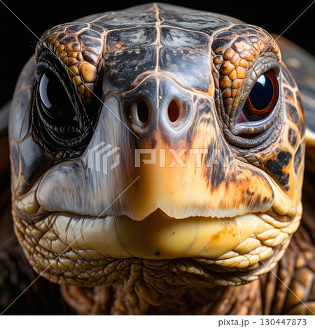 Sea turtle portrait with detailed shell patterns and big eyes 130447873