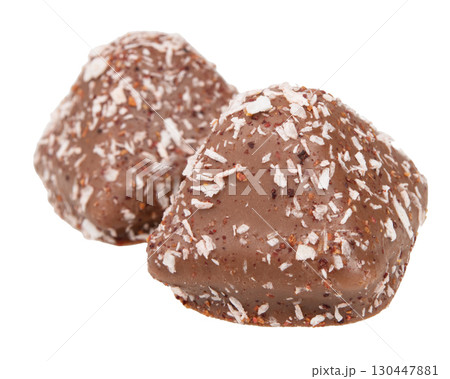 Chocolate wafer candy crispy sweets with filling isolated on the white Chocolate wafer candy crispy sweets with filling isolated on the white 130447881