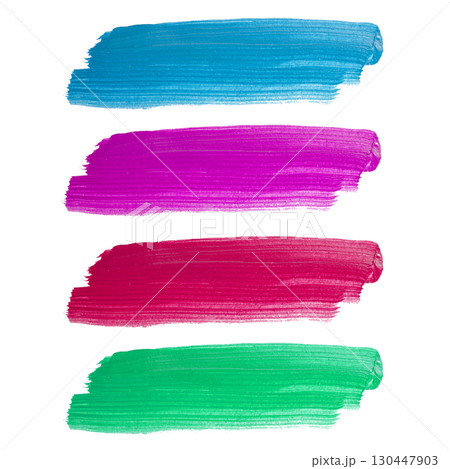 Abstract acrylic paint stain texture and watercolor splash. Hand drawing colorful acrylic splatter isolated on white background 130447903