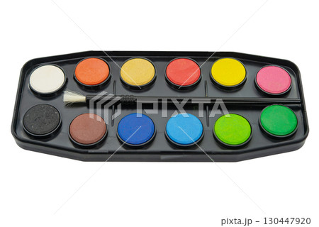 watercolor paints on a white background 130447920