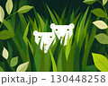 草原に隠れたライオンのトリック的なアートイラスト 130448258
