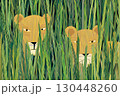 草原に隠れたライオンのトリック的なアートイラスト 130448260