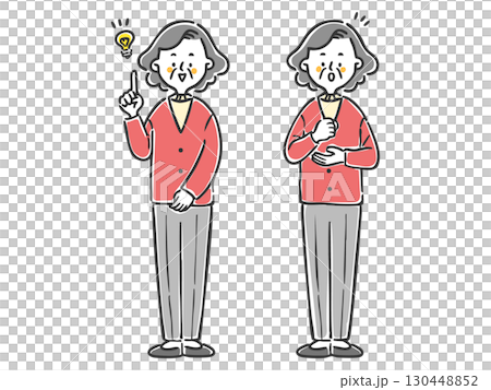 Senior woman who understands, whole body, vector 130448852