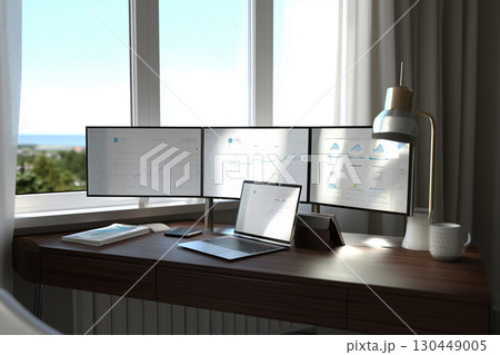 北欧風ホームデジタルオフィスのイメージ 130449005