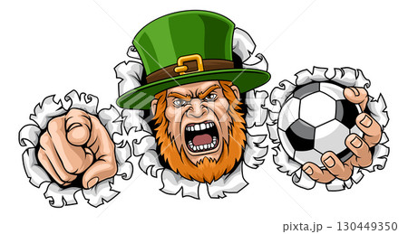 Leprechaun Celtic Irish Soccer Football Mascot 130449350