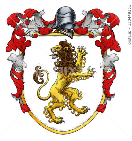 Coat of Arms Crest Lion Heraldic Medieval Shield Coat of Arms Crest Lion Heraldic Medieval Shield 130449351