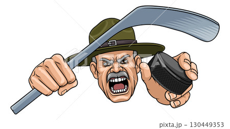 Drill Instructor Sergeant Ice Hockey Sports Mascot 130449353