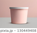 Biodegradable Ice Cream Packaging Mockup with Lid. Sustainable Minimalist Food Container Design. Pastel Color Palette	 130449408