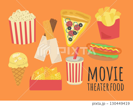 映画館 フード イラストセット 映画館 フード イラストセット 130449419