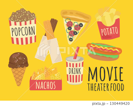 映画館　フード　イラストセット 130449420