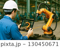 タブレットで制御する産業用ロボット 130450671