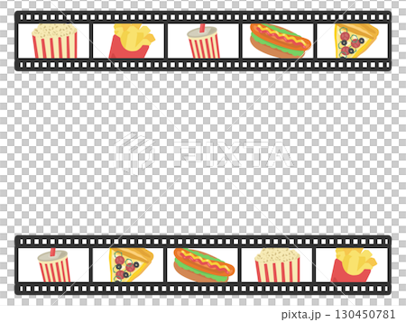 Movie food negative film frame illustration 130450781