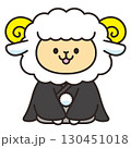お正月　和装の羊　新年を祝うひつじのキャラクターイラスト 130451018