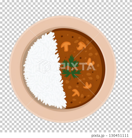 Brown curry rice seen from above 130451111