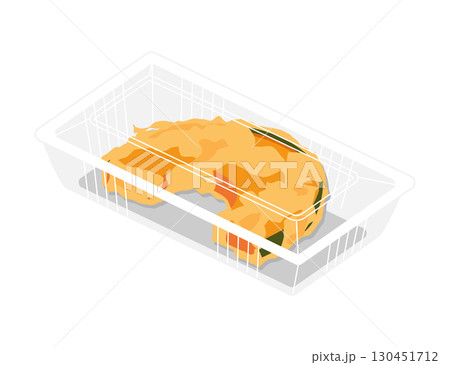 フードパックに入ったかぼちゃの天ぷらのイラスト 130451712