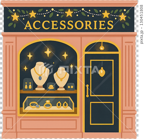 おしゃれなアクセサリー屋さんのイラスト おしゃれなアクセサリー屋さんのイラスト 130451808