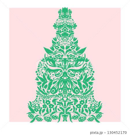 floral pattern with a tree floral pattern with a tree 130452170