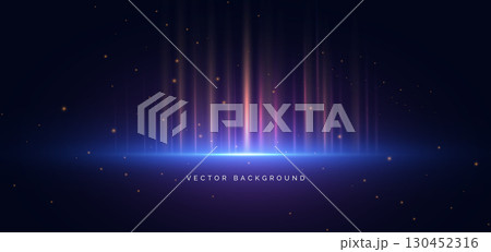 Gold lighting effect shining bokeh illustration on drak background. 130452316