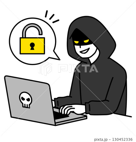 不正アクセスするハッカー 130452336