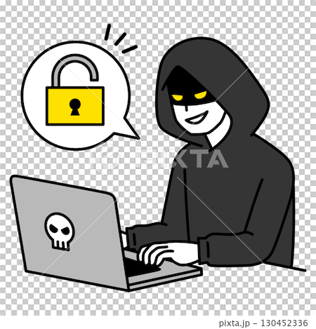 不正アクセスするハッカー 130452336