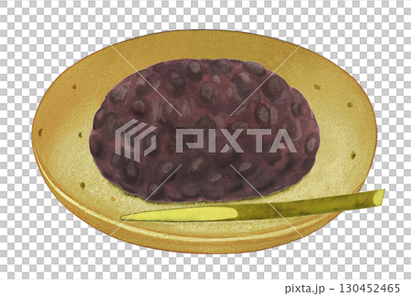 Illustration of Ohagi - with plate and bamboo skewers Illustration of Ohagi - with plate and bamboo skewers 130452465