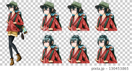 Anime-style full-body illustration of a mountain girl 130453865