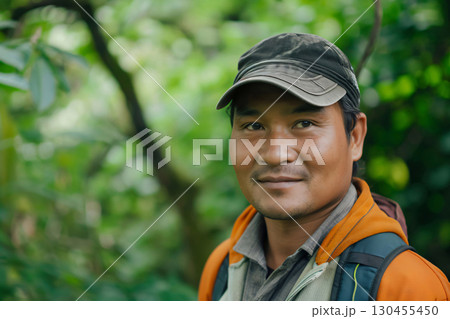 Asian park ranger in nepal's forest, smiling...のイラスト素材 [130455450] - PIXTA