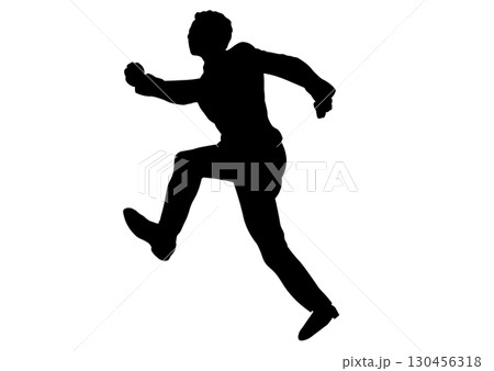 ジャンプするビジネスマンのシルエット 130456318