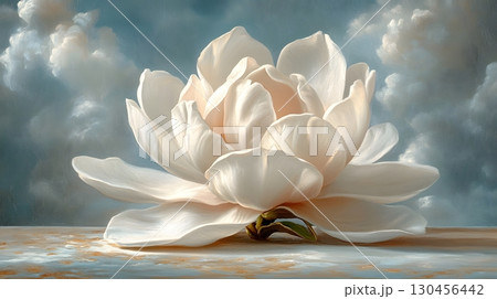 Delicate White Lotus Blossom Painting 130456442