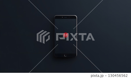 Modern Smartphone with Red App Logo on Screen Mockup Modern Smartphone with Red App Logo on Screen Mockup 130456562