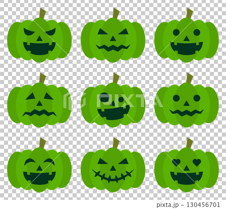 Cute Halloween pumpkin illustration set icon illustration simple vector material 130456701