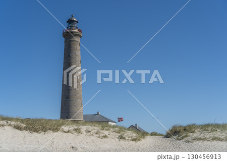 Skagen Denkmark Lighthouse on sunny day Skagen Denkmark Lighthouse on sunny day 130456913