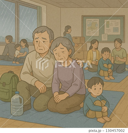 避難所の家族 130457002