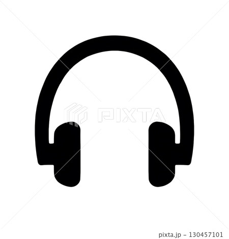 Headphone Flat Icon|Minimalist Black and White Vector Illustration for Web, Mobile,App, and UI Design 130457101